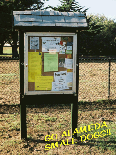 The new small dog park bulletin board!